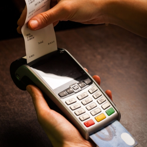 Payment terminal processing a card transaction with receipt for secure digital payment